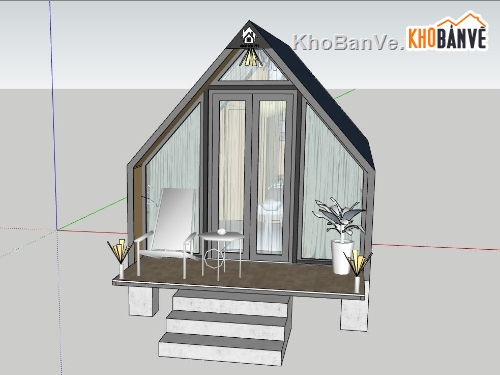 nhà di động tam giác,nhà di dộng su,3d sketchup nhà di động