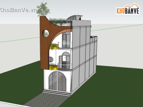 nhà phố 3 tầng,sketchup nhà phố,mẫu nhà phố 3 tầng đẹp,nhà phố hiện đại