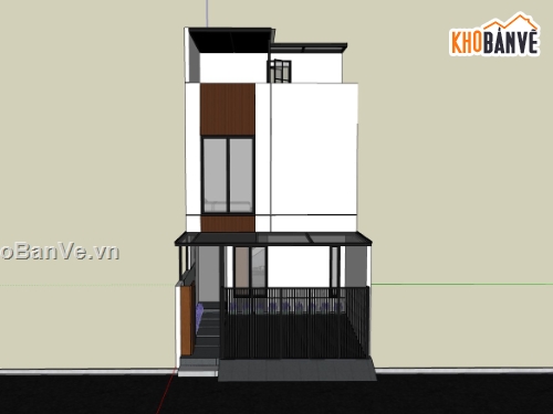 nhà phố 3 tầng,su nhà phố,sketchup nhà phố