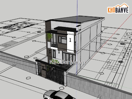 file sketchup dựng nhà phố 2 tầng,nhà phố 2 tầng dựng model su,sketchup nhà phố 2 tầng