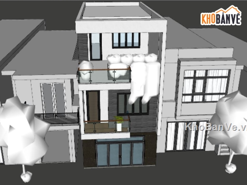 nhà phố 3 tầng,file su nhà phố 3 tầng,model 3d nhà phố 3 tầng,bản vẽ nhà phố 3 tầng,model nhà phố 3 tầng