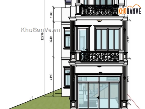 nhà phố 3 tầng,file su nhà phố 3 tầng,phối cảnh nhà phố 3 tầng,file 3d nhà phố 3 tầng,bản vẽ nhà phố 3 tầng