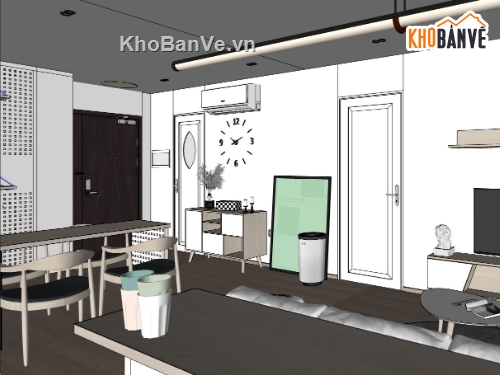 sketchup nội thất căn hộ,thiết kế nội thất căn hộ,mẫu sketchup nội thất căn hộ,file sketchup nội thất căn hộ