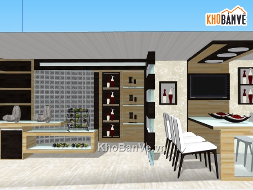 thiết kế phòng ăn,File sketchup phòng ăn,mẫu thiết kế phòng ăn,nội thất phòng ăn