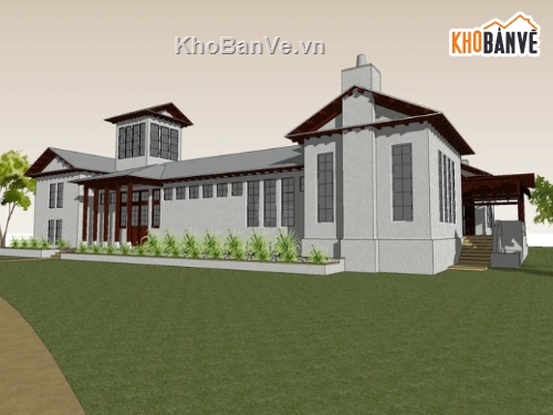 bản vẽ su nhà 1 tầng,sketchup biệt thự 1 tầng,su biệt thự 1 tầng,biệt thự 1 tầng file sketchup