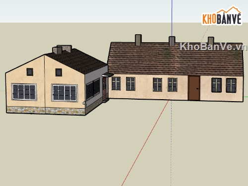 file sketchup nhà 1 tầng,model su dựng nhà 1 tầng,bao cảnh nhà 1 tầng file su