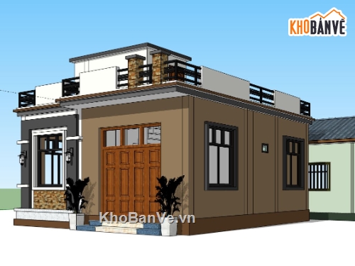 file sketchup nhà ở,biệt thự 2 tầng,bản vẽ nhà đẹp