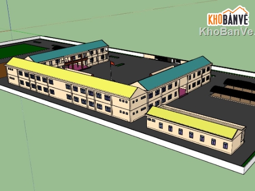 thiết kế trường tiểu học,dựng 3d su trường học,trường tiểu học cơ sở,sketchup trường tiểu học