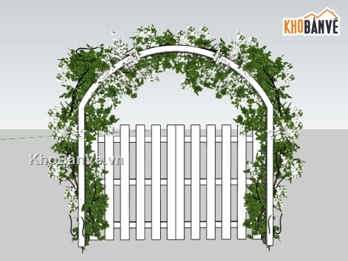 cổng tường rào,tường rào đẹp,cổng sketchup,tường rào cổng hoa