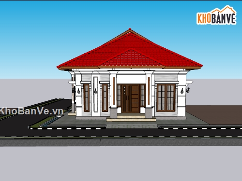 su biệt thự,sketchup biệt thự,biệt thự 1 tầng