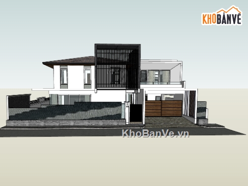 biệt thự 2 tầng,su biệt thự,sketchup biệt thự