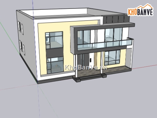 nhà 2 tầng,sketchup nhà 2 tầng,phối cảnh nhà 2 tầng