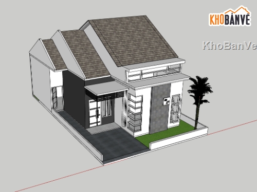 su nhà 1 tầng,sketchup nhà 1 tầng,nhà 1 tầng