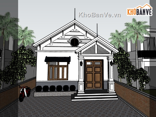 nhà cấp 4,sketchup nhà cấp 4,nhà cấp 4 sketchup