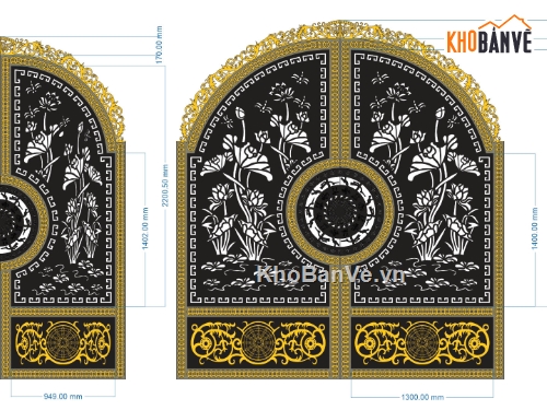 cổng 2 cánh chùa,mẫu cnc cổng 2 cánh chùa,cnc cổng chùa 2 cánh