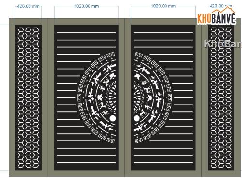file cnc cổng 4 cánh,mẫu cnc cổng 4 cánh,cổng 4 cánh cnc