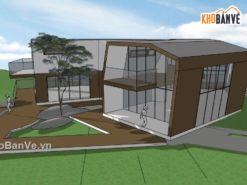 mẫu nhà 2 tầng,nhà 2 tầng kinh doanh,sketchup nhà 2 tầng kinh doanh