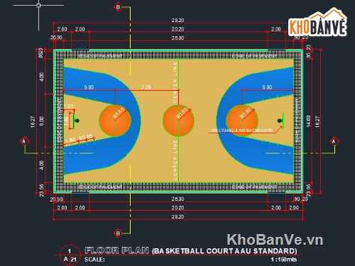 thiết kế sân bóng rổ file cad,autocad thiết kế sân bóng rổ,bản vẽ cad sân bóng rổ