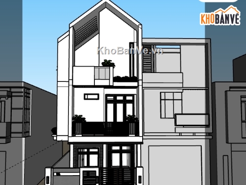 File su nhà phố 3 tầng,Su Nhà phố 3 tầng,Sketchup Nhà phố 3 tầng,Model Su Nhà phố 3 tầng