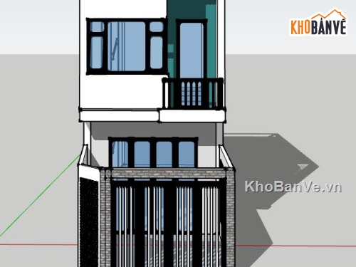 nhà phố 3 tầng,file sketchup nhà phố 3 tầng,model sketchup nhà phố 3 tầng,phối cảnh nhà phố 3 tầng