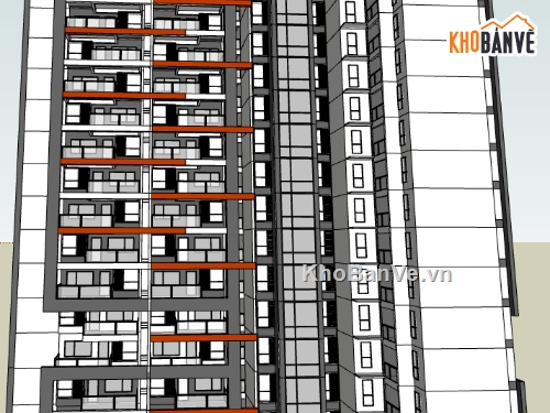 dựng 3d su chung cư cao tầng,file sketchup dựng mẫu chung cư,chung cư hiện đại dựng file su