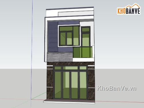 nhà phố 2 tầng,file sketchup nhà phố,nhà phố hiện đại