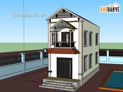 mẫu nhà 2 tầng,mẫu nhà 2 tầng sketchup,mẫu su nhà 2 tầng đẹp