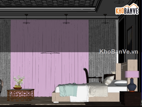 mẫu nội thất phòng ngủ sketchup,phòng ngủ hiện đại su,thiết kế phòng ngủ đẹp
