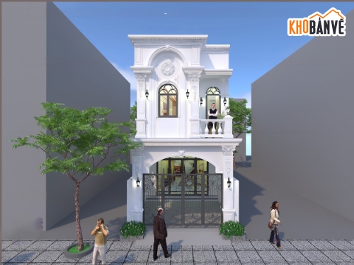tân cổ điển 2 tầng,nhà phố tân cổ điển,full bản vẽ 5x17.5,bản vẽ 5x17.5 2 tầng tân cổ điển,thiết kế nhà phố đẹp đầy đủ,nhà phố 2 tầng 5x17.5