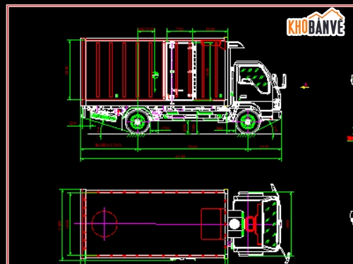 mẫu thiết kế xe tải,bản vẽ thiết kế xe 6.5 tấn,xe tải isuzu thùng lạnh,file Cad mẫu xe tải 6.5 tấn