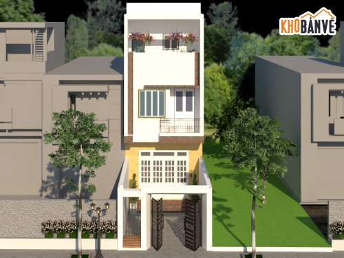 Full bộ bản vẽ nhà phố 3 tầng 4.5x9.4m gồm kiến trúc, kết cấu điện ...