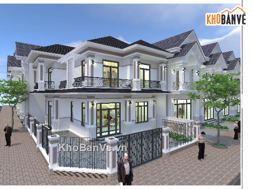 biệt thự phố,biệt thự 2 tầng,bản vẽ biệt thự,bản vẽ biệt thự tân cổ điển full,biệt thự tân cổ điển full kt.kc.đn,biệt thự tân cổ điển 2 tầng