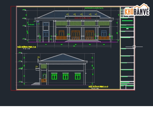 thiết kế nhà văn hóa,cad nhà văn hóa,công trình xã hội,nhà văn hóa 2 tầng