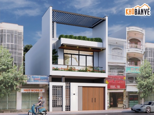 2 tầng 1 tum,nhà phố  2 tầng,hồ sơ nhà phố,nhà 2 tầng 1 tum,Full,kết cấu điện nước