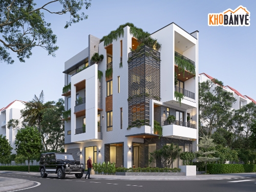 thiết kế nhà phố,nhà phố 2 mặt tiền,model nhà phố ketchup