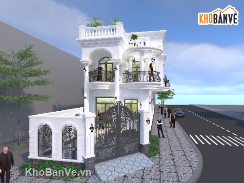 TÂN CỔ ĐIỂN 2 TẦNG,full bản vẽ nhà phố,biệt thự tân cổ điển full kt.kc.đn,bản vẽ biệt thự tân cổ điển full,kiến trúc 2 tầng 1 tum,biệt thự phố