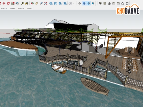 QUÁN,VEN SÔNG,MODEL QUÁN,SKETCHUP QUAN,QUAN NHAU,NHA HANG TIEC CUOI