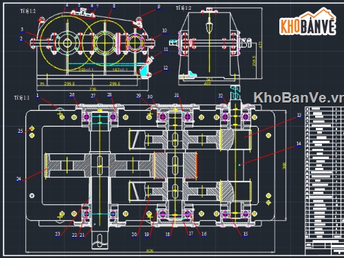 Hộp giảm tốc,file cad hộp giảm tốc,bản vẽ hộp giảm tốc