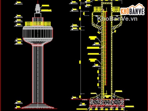 bản vẽ tháp nước,bản vẽ cad tháp nước,thi công tháp nước 50m3,thiết kế tháp nước