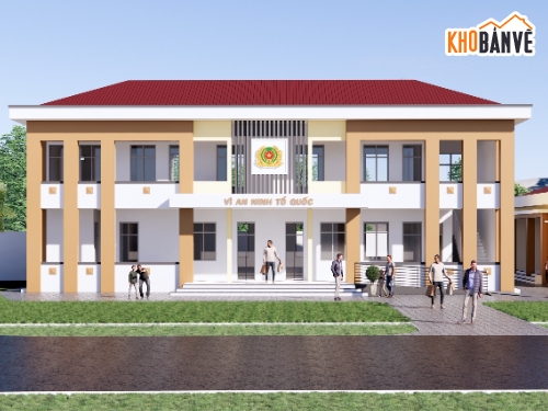 Hồ sơ thiết kế trụ sở công an,trụ sở công an cấp xã,thiết kế nhà làm việc công an
