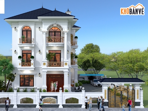 biệt thự cổ điển 3 tầng,biệt thự tân cổ 3 tầng,biệt thự  3 tầng