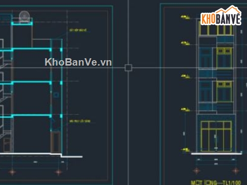 nhà phố 3 tầng 1 tum,nhà phố 3 tầng,bản vẽ nhà phố 3 tầng,nhà phố 3 tầng file cad