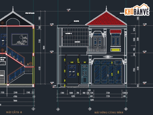 Bản vẽ nhà phố 2 tầng,bản vẽ kiến trúc nhà phố 2 tầng,nhà phố 2 tầng,nhà phố 2 tầng rộng 9m,nhà phố 2 tầng đẹp,bản vẽ nhà phố đẹp