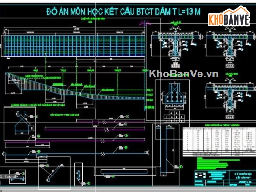 Đồ án BTCT,đồ án BTCT 1,Dầm T L=13m No3