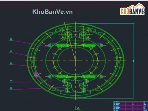 cơ cấu phanh xe tải,cơ cấu phanh xe,file cad cơ cấu phanh xe