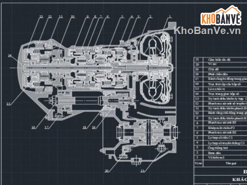 đồ án khảo sát hộp số tự động,khảo sát hộp số tự động,hộp số tự động file cad