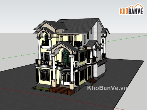 biệt thự 3 tầng,biệt thự sketchup,su biệt thự,sketchup biệt thự