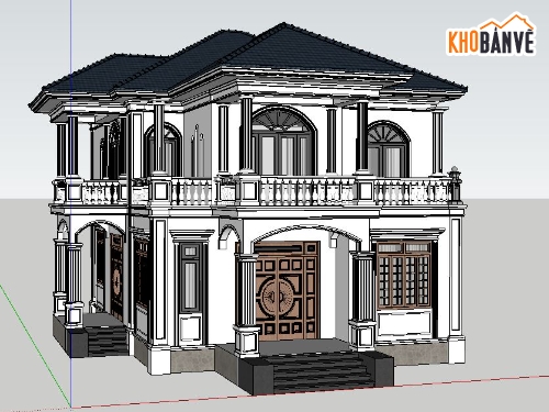 File sketchup biệt thự 2 tầng,Model su biệt thự 2 tầng,File sketchup biệt thự 2 tầng mái Nhật,Biệt thự 2 tầng mái Nhật,Sketchup biệt thự 2 tầng mái Nhật