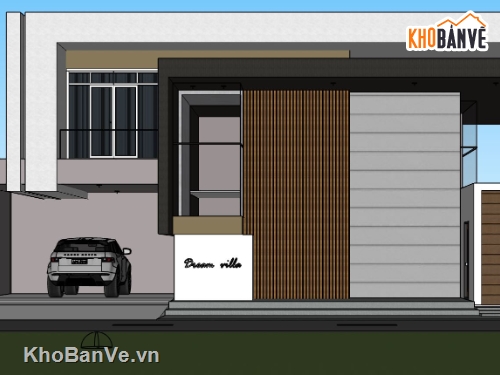 Mẫu villa su,sketchup biệt thự 1 tầng,model biệt thự 1 tầng,phối cảnh biệt thự 1 tầng