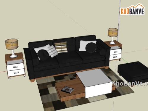 bàn ghế phòng khách,sketchup phòng khách,file 3d sketchup phòng khách